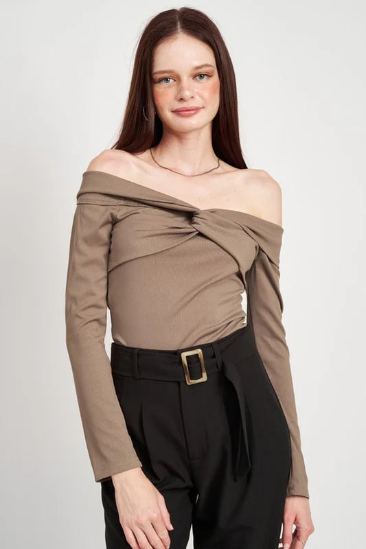 Chic Twisted Off Shoulder Bodysuit for Effortless Style